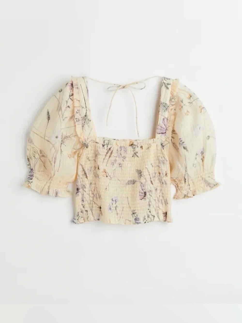 H&M smocked floral crop top